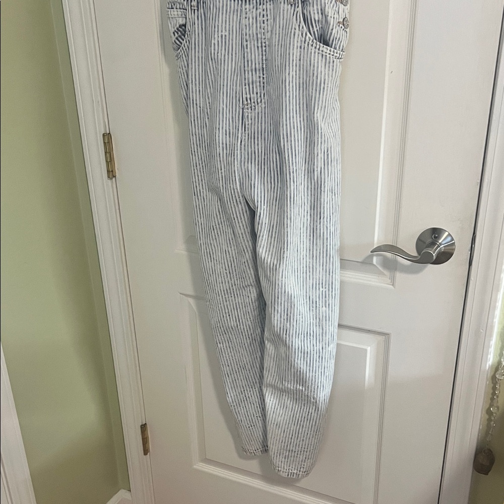 Free People Striped Denim Overalls - Picture 2 of 11